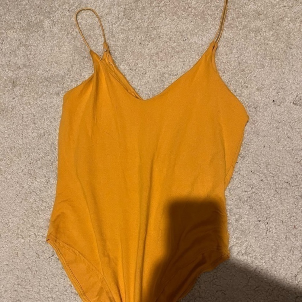 Mustard Spaghetti Strap Bodysuit